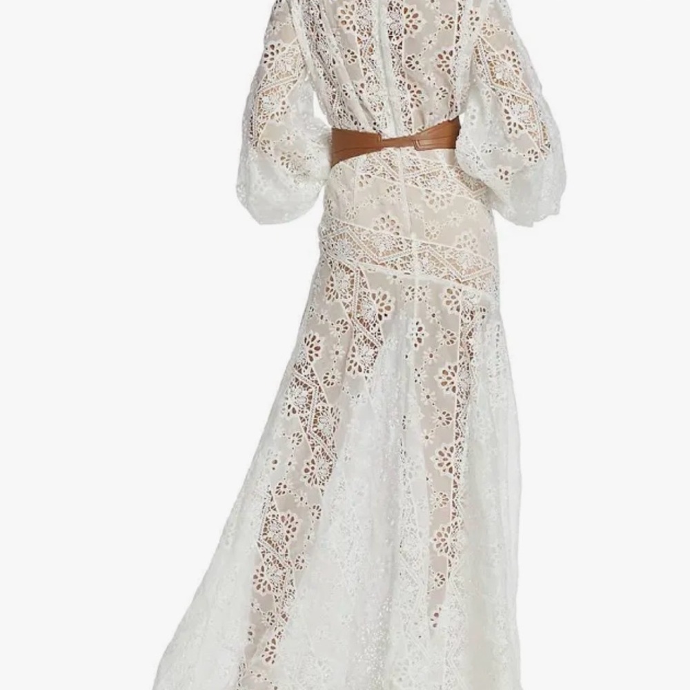 Bronx and Banco Women's Adele Belted Sheer Lace Maxi Dress S bridal shower - Picture 2 of 4